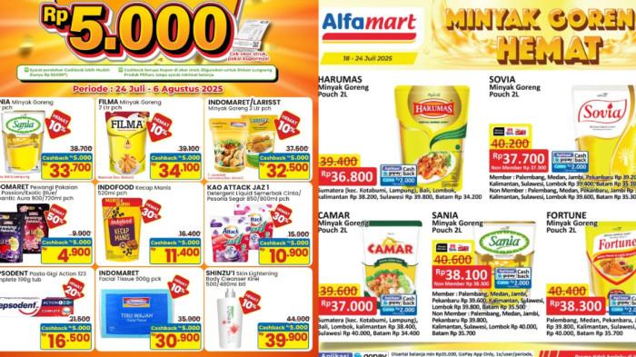 Promo JSM Indomaret, Alfamart, dan Superindo 25-27 Juli 2025: Minyak Goreng 2L Hanya Rp30 Ribu Saja